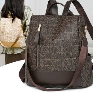 Latest high-end style one-piece backpack for ladies; casual, large capacity travel and vacation bag with alphabet print; trendy